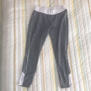 Gray and white yoga pants